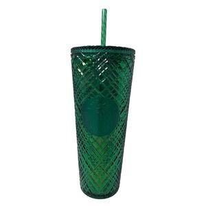 Starbucks Emerald Green Jewel Geometric Venti 24oz Cold Cup Tumbler with Straw